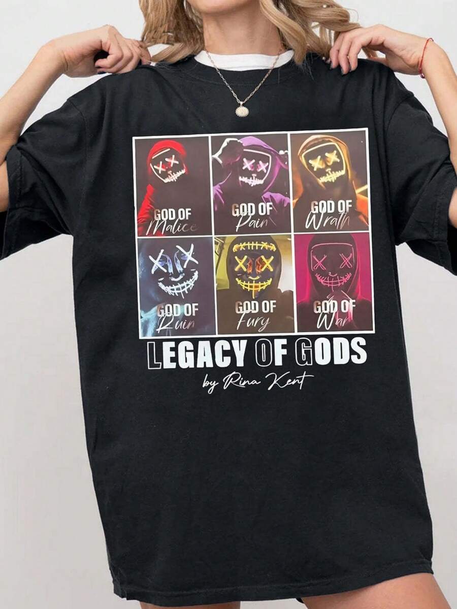 Legacy Of Gods Dark Romance Bookish Graphic Tee For  – Voicerts (2) - 黑色 - 查看 1