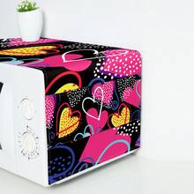 1件心形图案微波炉防尘罩，现代涤纶印花，33*92厘米，家居装饰电器罩，可水洗 - 彩色 - 查看 11