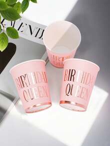 10个/20个/50个粉色和玫瑰金箔生日女王纸杯，适合女孩、女士生日派对，主题饮品杯，20岁、30岁、40岁、50岁、60岁生日装饰派对礼品 - 彩色 - 查看 4