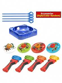 新款合金对战陀螺套装，带发射器和大号手柄，经典陀螺玩具，堆叠乐趣，竞技对战模式，男孩派对游戏，适合作为生日、圣诞节、新年礼物 - 紅色 - 查看 14