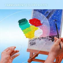 1pc Transparent Acrylic Paint Palette With Thumb Hole - Non-Stick Easy To Clean Artist Painting Tray, Multiple Styles (Round/Rectangular/Oval) Suitable For Oil, Watercolor, Acrylic Paints - Ideal For DIY Arts & Crafts, Hobbies And Studio Use Acrylic Transparent Children Watercolor - Multicolor - View 3