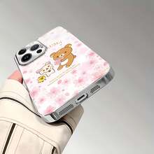 Estuche para teléfono con patrón de flor de cerezo de Rilakkuma Compatible con estuches para teléfonos ,  17,  16 Pro Max,  15 Pro Max,  13 y  12 Duradero, a prueba de golpes y elegante Una excelente opción para familiares, amigos, seres queridos, novios/novias y regalos de Navidad y Año Nuevo - Plateado - Ver 7