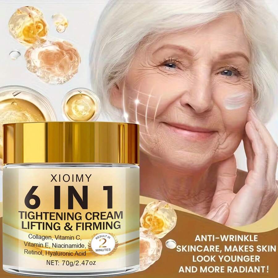 Xioimy 六效合一即时紧致提拉霜，深层补水保湿，抚平干燥，提升光泽和弹性，令肌肤更显年轻，蕴含视黄醇、透明质酸、烟酰胺、多种维生素、胶原蛋白，70克，清爽不油腻