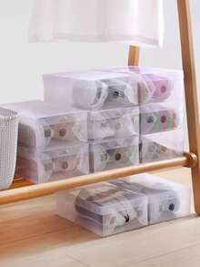 1/6/12pcs Transparent Foldable Travel Shoe Boxes, Easy To Clean, Suitable For High Heels, Sandals And Various Shoes, Shoe Storage Organizer