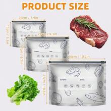 Reusable Resealable Aluminum Storage Bags, Vacuum Zipper Food Pouches, Stand-Up Resealable Aluminum Bags With Label And Zipper For Vegetables, Fruits, And Meat - 30 PCS[Standard]10S+10M+10L - View 3
