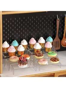 1/3/5pcs Transparent Acrylic Dessert Display Stand - High Transparency Acrylic Material, Fashionable 3D Design. Perfectly Suitable For Weddings, Parties, Banquets, Afternoon Teas, Birthday Parties, Corporate Tea Breaks, And Holiday Celebrations. An Ideal Choice For Displaying Chocolates, Macarons, And Other Desserts. Acrylic Stand, Creating A Refined Dessert Table. - Clear - View 6