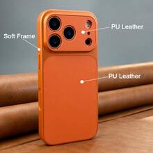 New Luxury Upgraded Version Retro Faux Leather Phone Case, Compatible With IPhone 17Air, 16, 15, 14, 13 Pro Max, 17Pro, 17Promax, Large Camera Window, Shock-Resistant Soft Edge Hard Shell - Black - View 4