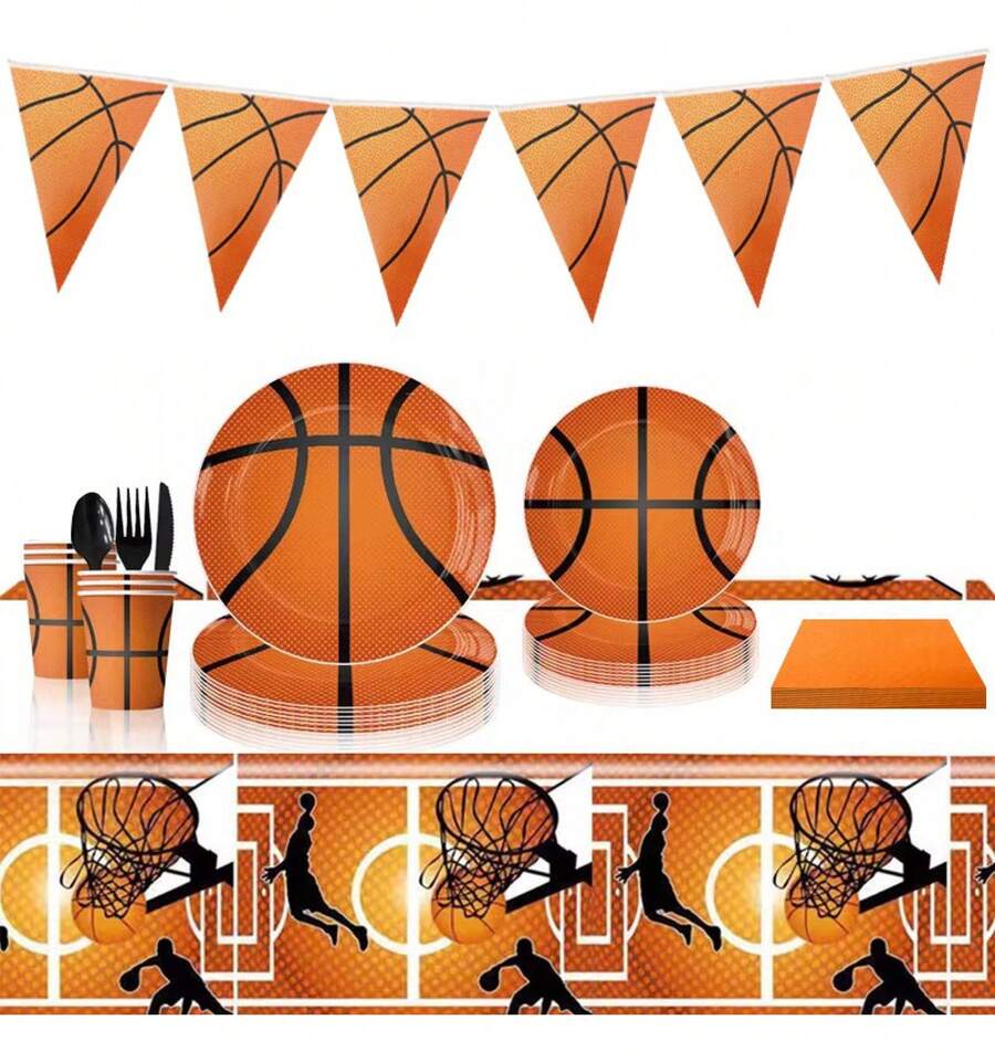 TendenciaPaquete Vajilla Desechable De Fiesta Basquetbol 25 Personas Multicolor Básquetbol BásquetbolCalidad premium - Multicolor - Ver 1