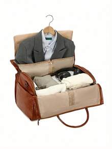 Multi Functional Portable Folding Travel Bag, Men's And Women's Clothing Storage Bag, Simple Solid Color Large Capacity Outdoor Fitness Bag, Practical Multi Pocket Partition Storage Overnight Handbag, Equipped With Independent Shoe Compartment And Adjustable Long Shoulder Strap, Suitable For Business Trips, Overnight Fitness, Etc - 棕色 - 查看 4