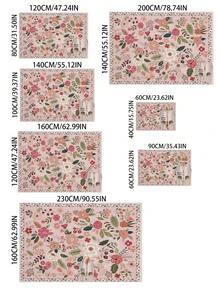 1pc Pink Floral Decorative Carpet, Living Room Rug, Area Rug, Living Room Area Carpet, Small Area Mat, Home Decor, Large Living Room Carpet, Round Carpet, Home Living Room Decor, Room Decor, Washable Rug - Multicolor - View 5