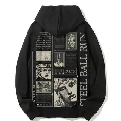 Sudadera con capucha de 's Bizarre Adventure Temporada 3 Anarquía, sudadera vintage de algodón, ropa de calle casual ajustada de invierno para hombres