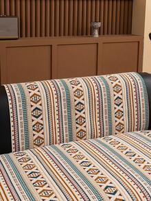 Capa de almofada listrada em chenille (1 peça), para sofás de 1, 2, 3 ou 4 lugares, protetor de assento, apoio de braço e encosto, antiderrapante, adequada para todas as estações. - Branco - Ver 9