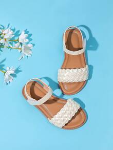 Minimalist Style Woven Casual Summer Sandals For Girl - White - View 2