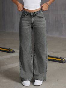 Tween 女童洗水喇叭牛仔裤，大码