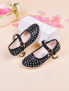 Fashionable Rhinestone Embellished High Heel Shoes For Girls - Black - View 4