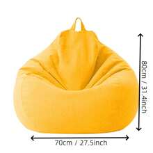 1pc Slouchy Folding Sofa Bean Bag Cover - Soft, Removable And Washable Sofa Slipcover, Suitable For Bedroom, Living Room And Home Decor (Filling Not Included), Easy To Assemble And Disassemble - 黃色 - 查看 2