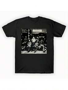 Allman Brothers Band Graphic Women's Pattern Print TShirt  Vintage Rock Concert Style Tee, Soft Pure Cotton Top For Music Lovers, Casual Daily Wear & Thoughtful Gift Idea - 黑色 - 查看 1