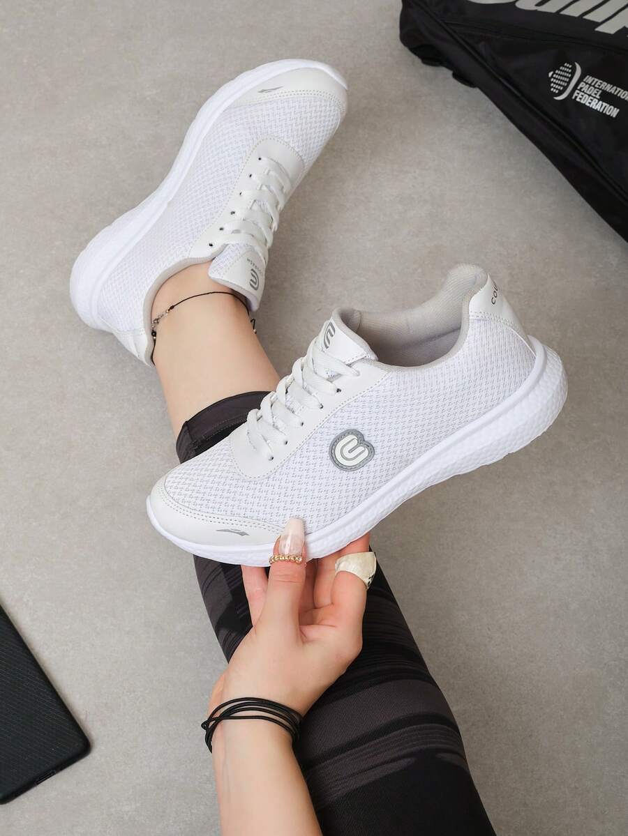 Tenis Deportivos Antideslizantes Y Transpirables Para Mujer Zapatillas Deportivas Cómodas para Mujeres: Tenis Deportivos Antideslizantes Y Transpirables Para Mujer, Zapatillas De Tenis Transpirables Para Mujer Zapatos para caminar  para Dama con cordones minimalistas y detalles decorativos Zapatillas de Tenis para Mujeres Transpirables, Antideslizantes y de Ocio para Correr Sneakers Deportivos para Mujer Tenis Comodos, ligeros y de Moda - Blanco - Ver 1
