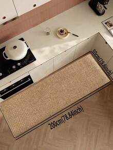 【热销】7毫米厚仿黄麻防水防滑厨房地垫，纯色图案，丝滑无印花地毯，易于清洁，包边设计，简约风格厨房地毯，适用于厨房、浴室、洗衣房、走廊、客厅等场所。 - 駝色 - 查看 17