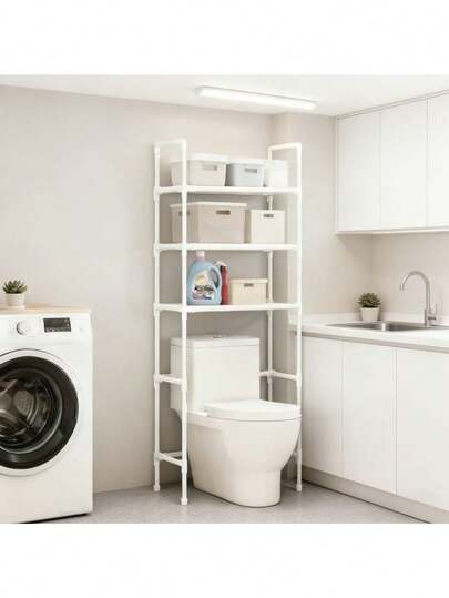 ชั้นวางของในห้องน้ำ, ชั้นวางของในห้องน้ำ, ออแกไนเซอร์ห้องน้ำแบบหลายชั้นแบบตั้งพื้น, ชั้นวางของในห้องน้ำเหนือชักโครก, ขยายพื้นที่จัดเก็บข้างโถสุขภัณฑ์/อ่างล้างหน้าได้ง่าย, ใส่ผลิตภัณฑ์ทำความสะอาด + ที่เก็บของ