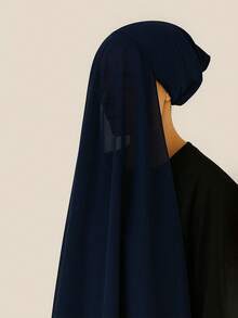 1pc 2-In-1 Chiffon Hijab With Undercap, Silky Soft & Breathable Jersey Hijab & Undercap Set, Suitable For Muslim Daily Wear - Multicolor - View 3