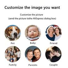 定制照片圆形吊坠项链，不锈钢激光雕刻肖像个性化项链，纪念礼物 - 彩色 - 查看 5