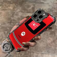 Stylish Retro Red Mobile Phone Pattern Case For  16 15 14 13 12 11 Pro Max X XR XS Max 8 7 Plus Shockproof Transparent Soft Back Cover Funda Para  17 Pro Cheap  17 Case - 混合顏色 - 查看 4