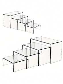 1/2 套透明亚克力展示架，纸杯蛋糕甜点收藏化妆品展示架，透明亚克力厨房浴室客厅收纳架，桌面装饰架 - 透明 - 查看 1