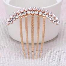 1pc Alloy Faux Pearl Hair Clip Comb, Women's Rhinestone Side Comb, Elegant Hair Accessory, Suitable For Daily Wear And Weddings, Head Accessories, Party, Hair Accessories For Women - 1 - View 5