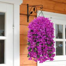 1 cây hoa giấy nhân tạo, chống tia UV, thích hợp trồng trong chậu trong nhà/ngoài trời, bình hoa, trang trí nhà cửa, hiên nhà, sân vườn, đám cưới, trang trí mùa hè và mùa xuân, quà tặng ngày Valentine. - Màu đỏ tím - Xem 2