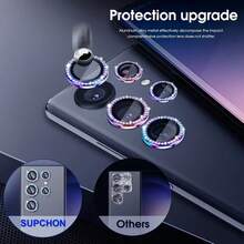 Miếng dán bảo vệ ống kính camera bằng kính mờ cho S25Ultra S24 S23 S22 S25 Ultra Plus FE A55 A54 A05 A35/S23 FE/A05S/A15/A16/A24/A25/A34, chất liệu kim loại chống trầy xước, dễ dàng lắp đặt. - Bạc - Xem 6