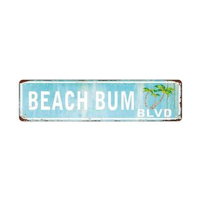 1pc "Beach Bum BLVD" Funny Decorative Sign (15.75 In X 3.94 In / 40 X 10 Cm), Novelty Street Sign, Home Decor, Room Decor, Wall Decor, Bathroom Decor, Bar Decor, Cafe Decor, Garage Decor, Best Gift For Birthday, Graduation