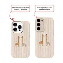 1pc TPU Material Pink Striped Creative Cute Giraffe & Zebra Pattern Phone Case Compatible With IPhone 17 Pro Max/17/16 Pro Max/15/13/12/11, S20 FE/A15/S24/A55, Redmi Note 11/Note 12/Note 13 Pro, Full Coverage Anti-Drop Soft Protective Phone Cover - White - View 7