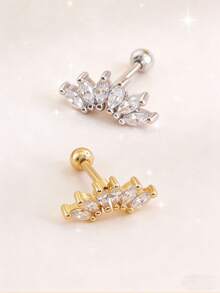 1 Pc Diamond CZ Stone Crown Ear Bone Earrings Piercing Jewelry PIsuitable For Daily Wear - Six Horse Eyes - View 12