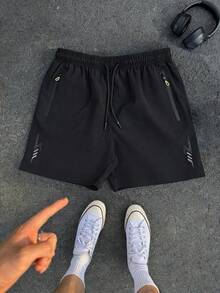 Women's Summer Bestselling Sports Shorts With Pockets And Drawstring Waist: Quick-Dry, Stretchy, Breathable, Suitable For Casual, Running And Workout Wear Black - Black - View 5