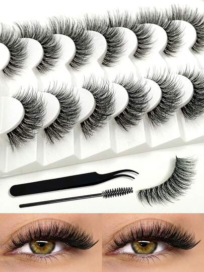  Asiteo 7 Pairs Natural Lashes,Eyelashes For Natural Flared Look, Soft Fluffy Lashes,Cat Eye Tail Elongated Eyelashes Natural Look Wispy Faux Mink Lashes Fluffy Soft False Eyelashes Natural Makeup,Suitable For Makeup,New Year Gift Strip Lashes,Lashes,Eyelashes,Fake Lashes,Gift For Women,Girls,Party Supplies,Wedding Gifts