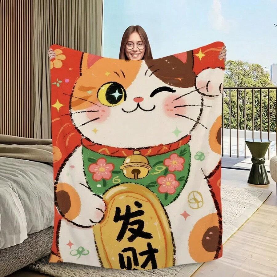 Lucky Cat Illustration Blanket Flannel Warm Comfort Soft Plush Blanket For Sofa Living Room Office Bedroom Travel Gift Nico Robin Blankets Plush Awesome Warm Throw Blanket For Chair Covering Sofa Decoration, Roronoa Zoro Blanket Anime Wool Novelty Warm Throw Blankets For Home Restaurant Autumn_Winter,M- Kevin Sorry For What I Said Hungry Warm Blanket Travel Plush Throw Blanket Aesthetic Flannel Bedspread Sofa Bed CoverMINISO Deadpool Pattern Soft Flannel Blanket For Bed Bedroom Sofa Picnic, Throw Blanket For Cover Outdoor Fashion Leisure Nap - trắng - Xem 1