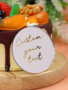 Personalized Cake Topper For Restaurants, Custom Acrylic Round Drink Topper For Wedding Decor, Personalized Cake Topper, Customizable Text Birthday Cake Decoration, Customized, Valentine's Day, Stylish Custom Design, Family, Father, Mother - Style a - View 6
