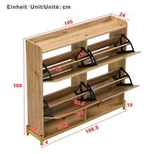 Elegant Wooden Shoe Cabinet With Rattan Doors: 4 Doors, Metal Frame And Top Shelf For Stylish And Organized Storage. - Wood Color - View 10