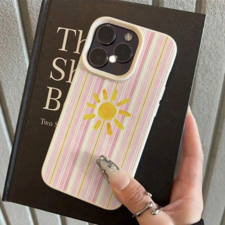Funda para teléfono - Una funda para teléfono con patrón de sol naranja de líneas entrelazadas en rosa y amarillo, adecuada para Samsung Galaxy A02 A03S A04 A05S A06 A13 A14 A15 A16 5G A21S, anti-caída, cobertura completa A22 A23 A24 A25 A32 A34 A35 A50 A52 A53 A54, funda para teléfono A55 A73 S21 Ultra - Estilo 1 (1 pieza) - Ver 1