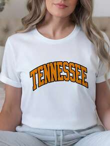 Vintage Tennessee Retro TN Graphic T-Shirt 100% Cotton Short Sleeve Crew Neck Varsity Style Collegiate Font State Pride Souvenir Gift For Men Women Unisex Soft Breathable Casual -3 - 白色2 - 查看 2