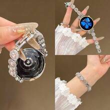 18mm, 20mm, 22mm Color Rhinestone Watch Straps With Adjustable Length, Compatible With Samsung Galaxy, Garmin, Compatible WithHuawei, Amazfit And Other Brands Of Watches - , Soft, Breathable - Silver Powder - View 8