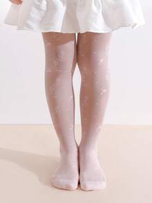 3 Pairs Baby Girls' Floral Jacquard Tights, Sweet Spring/Summer - Multicolor - View 6