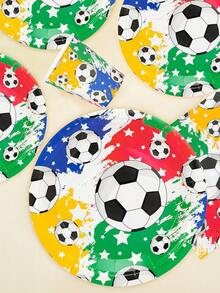 10件/20件/50件/80件装足球主题派对用品，美式/墨西哥式/加拿大式足球风格纸盘、纸杯、餐巾纸，适用于足球主题生日派对、足球迷聚会、活动装饰 - 彩色 - 查看 5