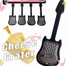 1pc/2pcs 3-In-1 Stainless Steel Cheese Grater, Guitar Shaped With Plastic Handle - For Hard Cheese, Parmesan, Cheddar, Ginger, Vegetables, Chocolate, Fruits - Creative Kitchen Tool, Cheese Slicer