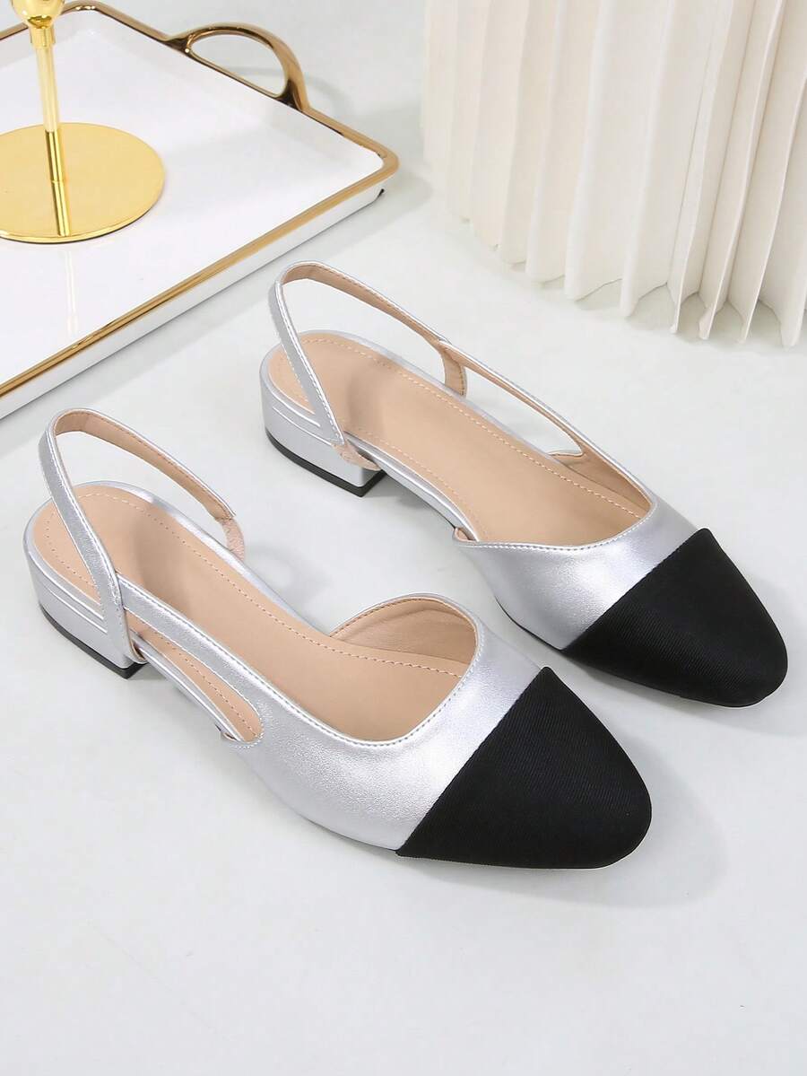 Plus Size Women's Backstrap Slide Sandals, 2026 New Versatile French Elegant Low Heel Flat Mixed Color Mid Heel Casual Comfortable Classic Retro Women Shoes