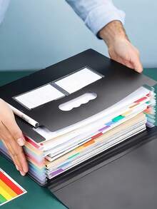 1pc Extended File Folder, 13/25 Pockets Document Organizer Box, Portable Plastic File Box, Paper/Document/Bill/Receipt Management File Folder (A4/Letter Size), Art Supplies File Folder, Multi-Purpose Permanent File Folder, Suitable For Office, School, Home