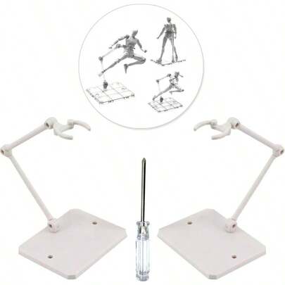 Action Figure Stand, 2PCS Assembly Action Figure Display Holder Base Model Support Stand Compatible With HG RG SHF 1/144 White