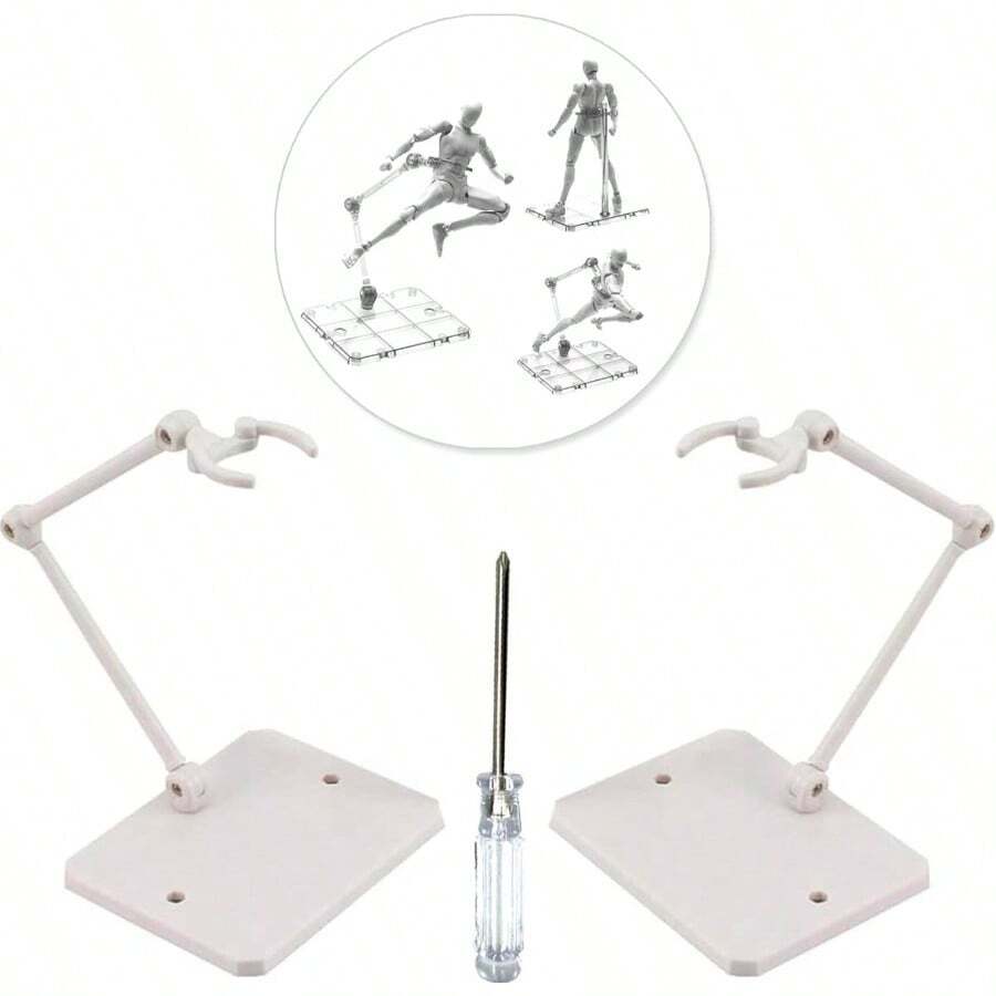 Action Figure Stand, 2PCS Assembly Action Figure Display Holder Base Model Support Stand Compatible With HG RG SHF 1/144 White - trắng - Xem 1