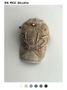 Soft Crown 美国字母牛仔棒球帽，街头服饰，街舞风格，百搭，做旧水洗，贴布牛仔棒球帽，版型修身，男女皆宜，四季皆宜 - 牛仔棒球帽 - 查看 5